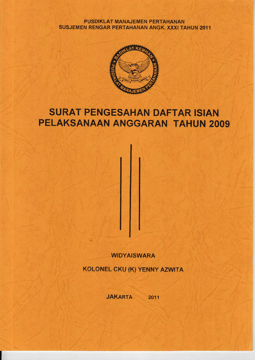 SURAT PENGESAHAN DAFTAR ISIAN PELAKSANAAN ANGGARAN TA.2009