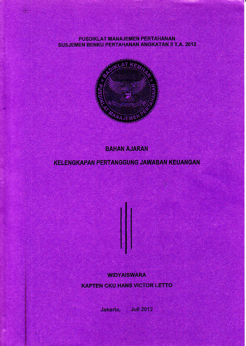 KELENGKAPAN
BAHAN AJARAN
PERTANGGUNG JAWABAN KEUANGAN