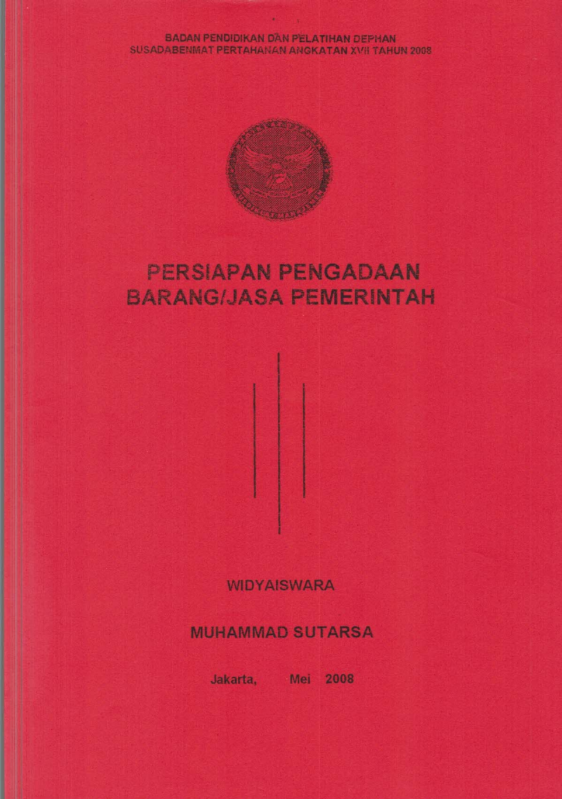 PERSIAPAN PENGADAAN BARANG/JASA PEMERINTAH