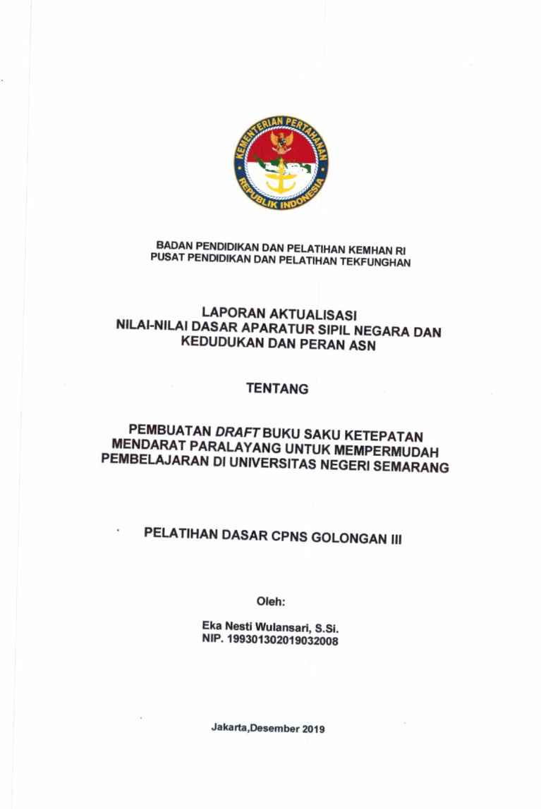 PEMBUATAN DRAFT BUKU SAKU KETEPATAN MENDARAT PARALAYANG UNTUK MEMPERMUDAH PEMBELAJARAN DI UNIVERSITAS NEGERI SEMARANG