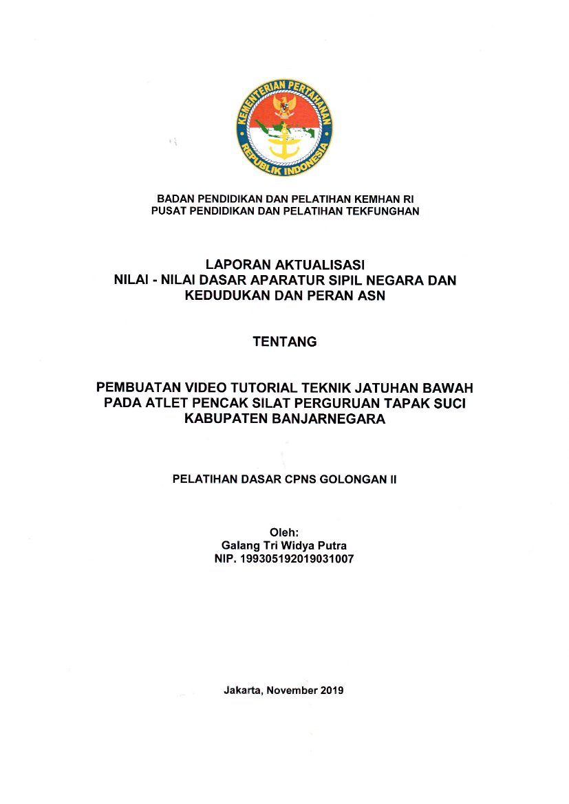 PEMBUATAN VIDEO TUTORIAL TEKNIK JATUHAN BAWAH PADA ATLET PENCAK SILAT PERGURUAN TAPAK SUCI KABUPATEN BANJARNEGARA