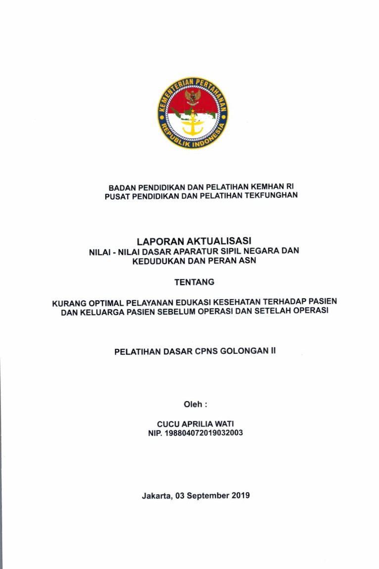 KURANG OPTIMAL PELAYANAN EDUKASI KESEHATAN TERHADAP PASIEN DAN KELUARGA PASIEN SEBELUM OPERASI DAN SETELAH OPERASI