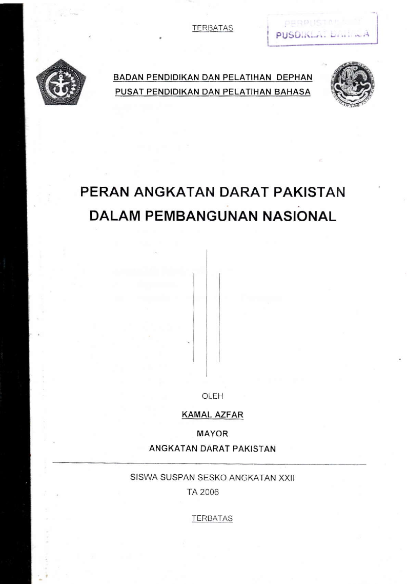 PERAN ANGKATAN DARAT PAKISTAN DALAM PEMBANGUNAN NASIONAL