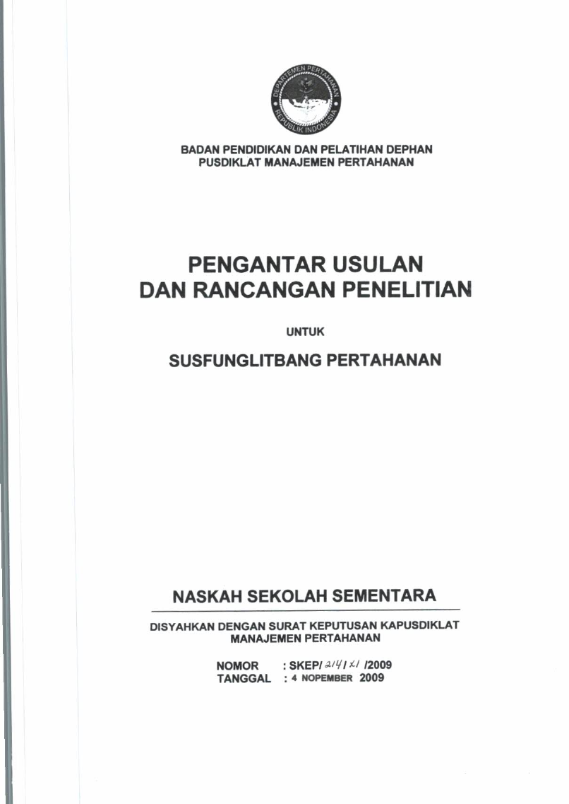 PENGANTAR USULAN DAN RANCANGAN PENELITIAN