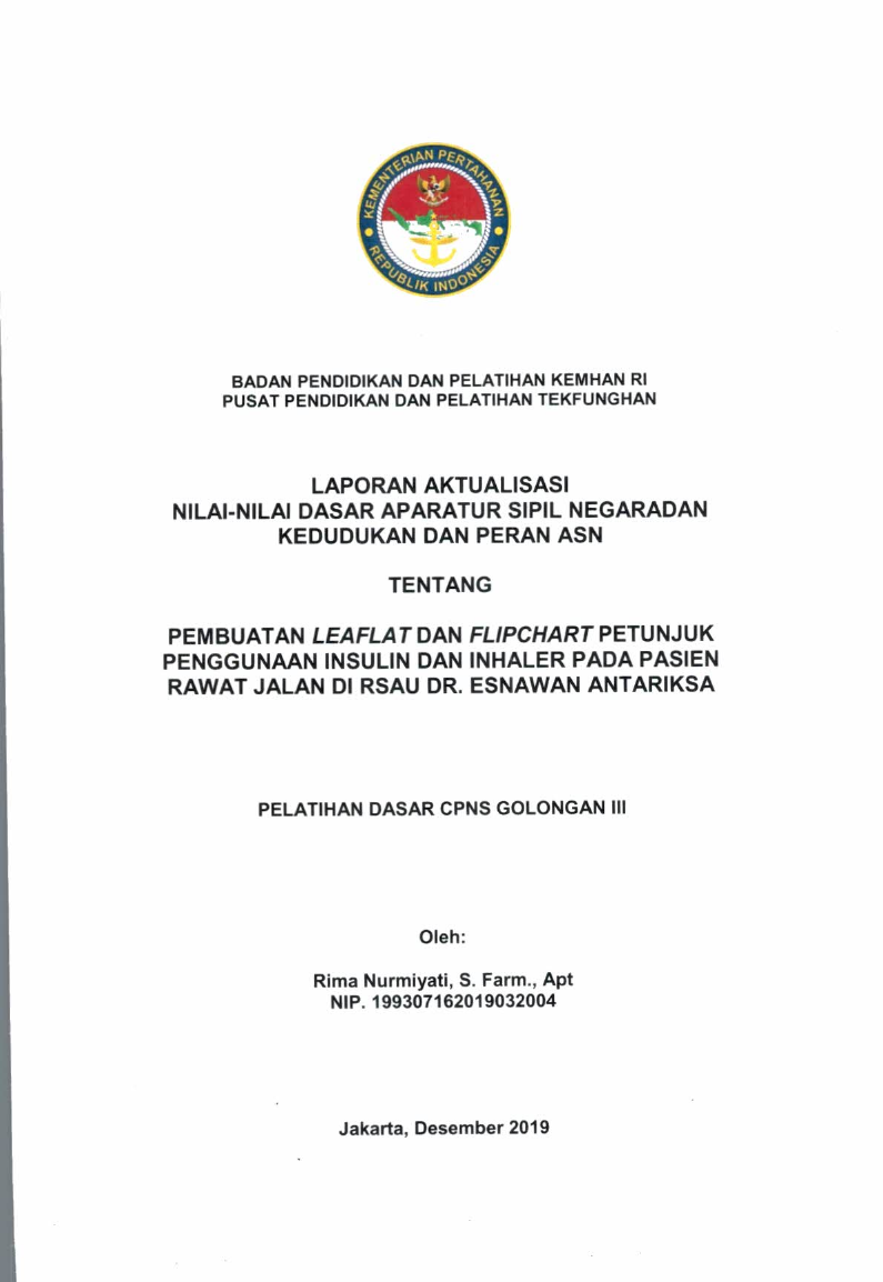 PEMBUATAN LEAFLET DAN FLIPCHART PETUNJUK PENGGUNAAN INSULIN DAN INHALER PADA PASIEN RAWAT JALAN DI RSAU DR. ESNAWAN ANTARIKSA