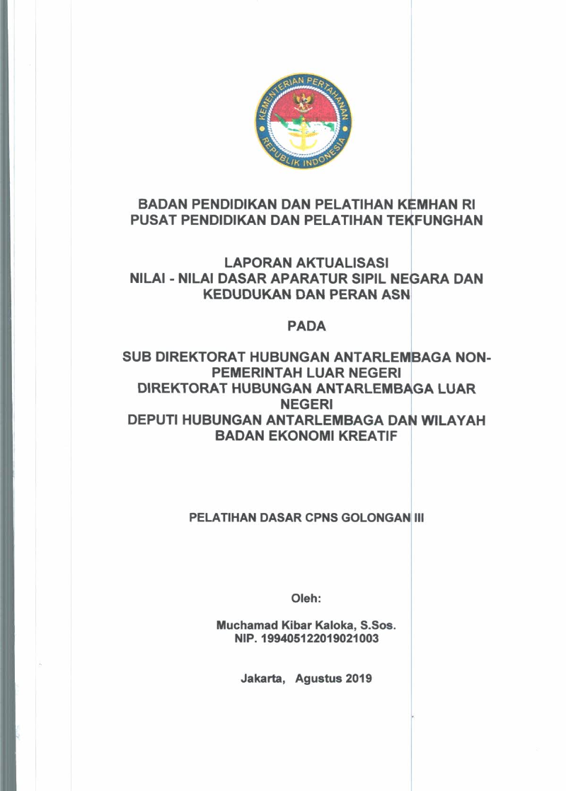 SUB DIREKTORAT HUBUNGAN ANTARLEMBAGA NON-PEMERINTAH LUAR NEGERI DIREKTORAT HUBUNGAN ANTARALEMBAGA LUAR NEGERI DEPUTI HUBUNGAN ANTARLEMBAGA DAN WILAYAH BADAN EKONIMI KREATIF