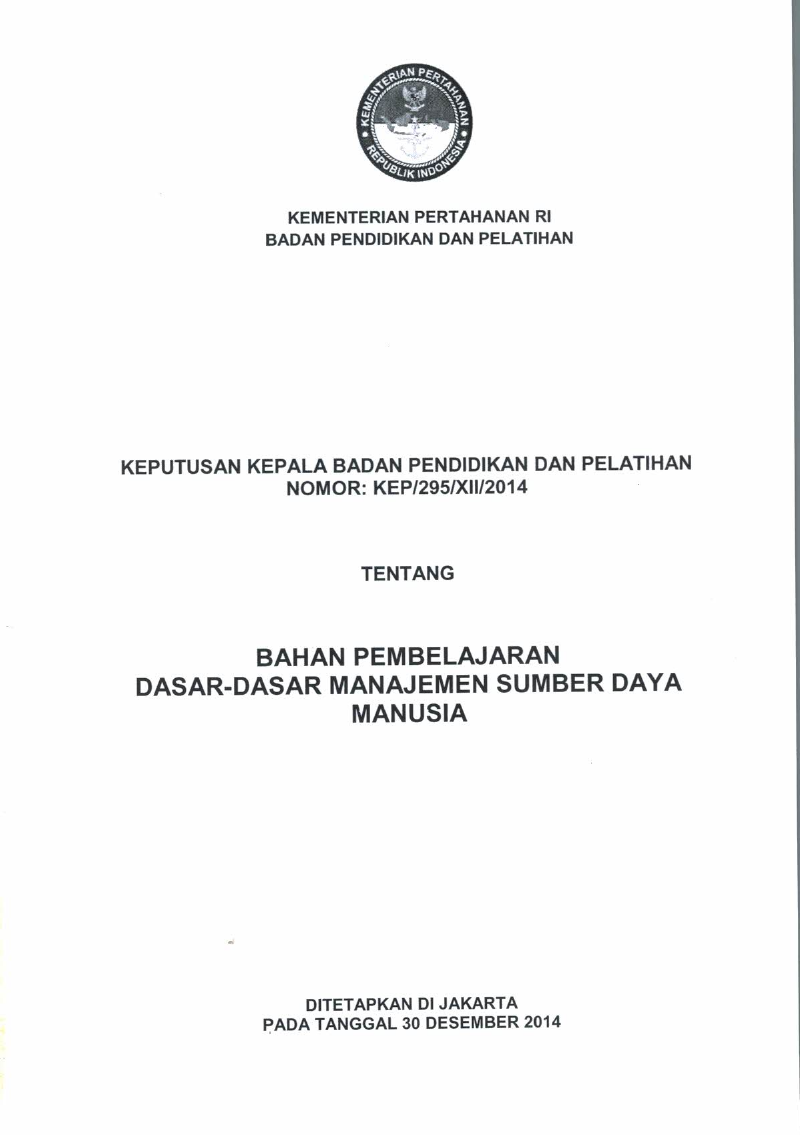 BAHAN PEMBELAJARAN DASAR-DASAR MANAJEMEN SUMBER DAYA MANUSIA