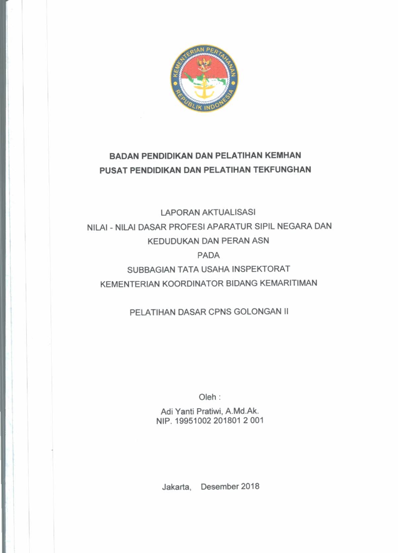 SUBBAGIAN TATA USAHA INSPEKTORAT KEMENTERIAN KOORDINATOR BIDANG KEMARITIMAN