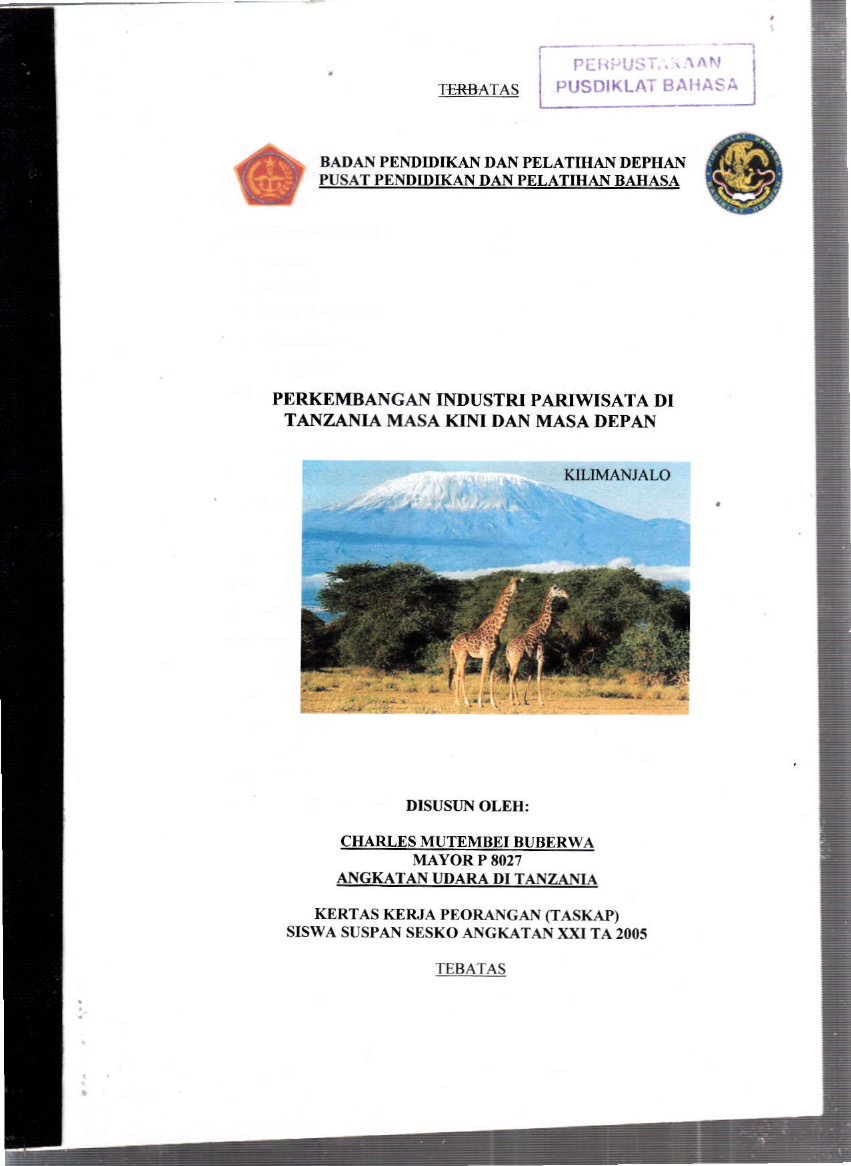 PERKEMBANGAN INDUSTRI PARIWISATA DI TANZANIA MASA KINI DAN MASA DEPAN
