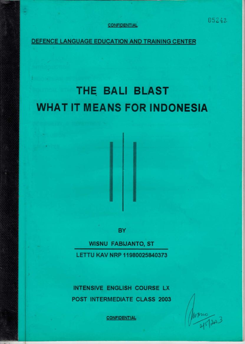 THE BALI BLAST WHAT IT MEANS FOR INDONESIA