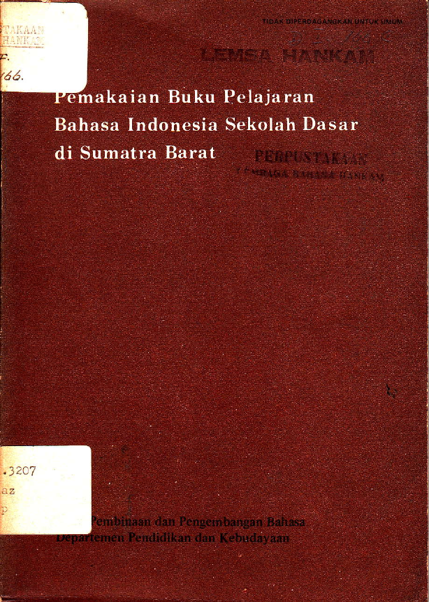 PEMAKAIAN BUKU PELAJARAN BAHASA INDONESIA SEKOLAH DASAR DI SUMATRA BARAT
