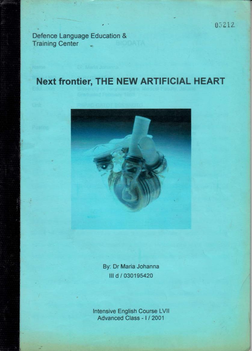 NEXT FRONTIER, THE NEW ARTIFICIAL HEART