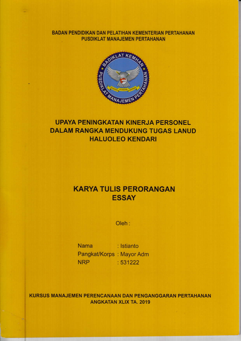 UPAYA PENINGKATAN KINERJA PERSONEL DALAM RANGKA MENDUKUNG TUGAS LANUD HALUOLEO KENDARI
