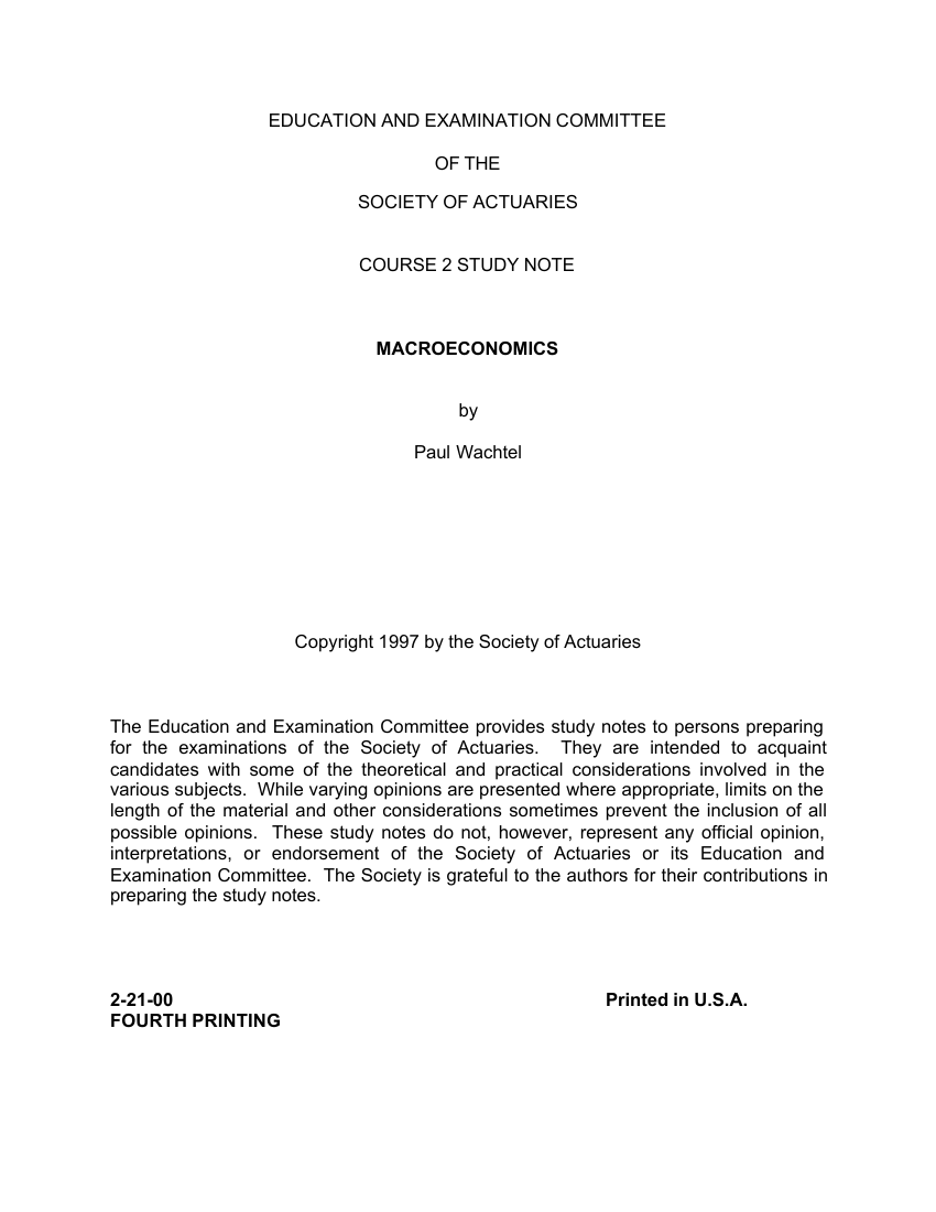 EDUCATION AND EXAMINATION COMMITTEE OF THE SOCIETY OF ACTUARIES