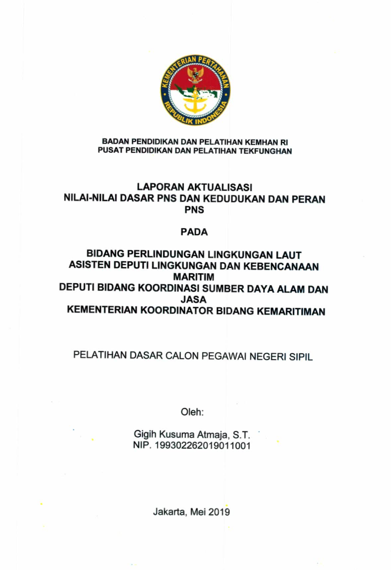BIDANG SERTIFIKASI PROFESI KEMARITIMAN, ASISTEN DEPUTI PEDIDIKAN DAN PELATIHAN MARITIM, DEPUTI BIDANG KOORDINASI SDM, IPTEK DAN BUDAYA MARITIM KEMENTERIAN KOORDINATOR BIDANG KEMARITIMAN