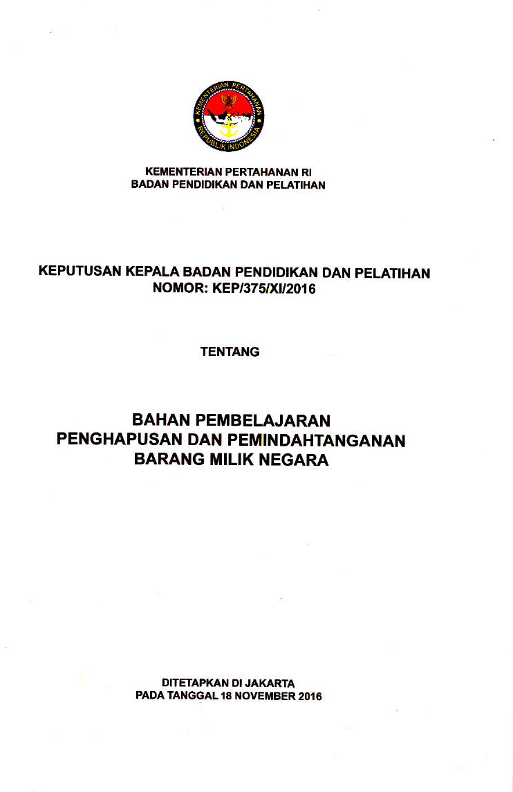BAHAN PEMBELAJARAN PENGHAPUSAN DAN PEMINDAHTANGANAN BARANG MILIK NEGARA