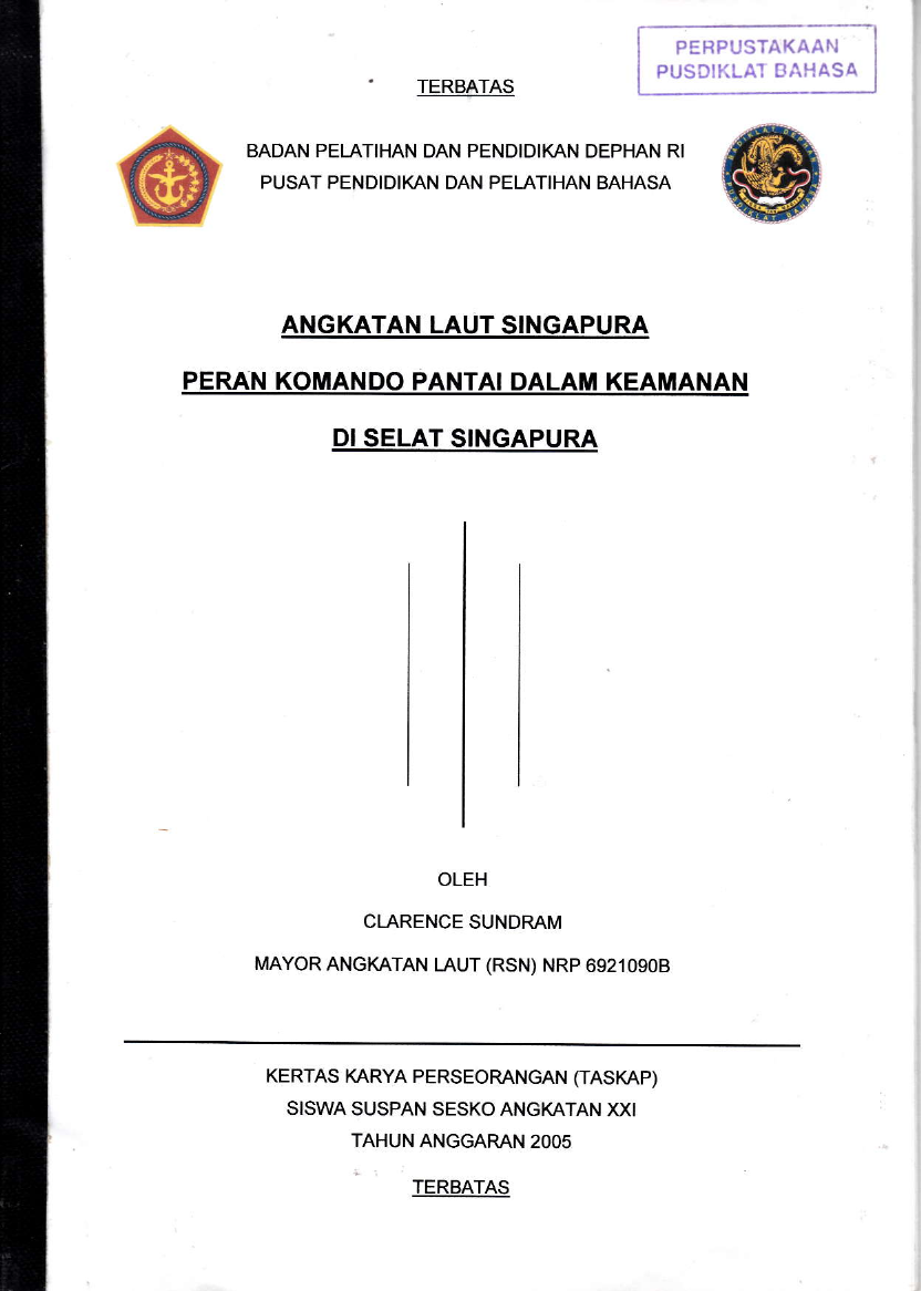 ANGKATAN LAUT SINGAPURA PERAN KOMANDO PANTAI DALAM KEAMANAN DI SELAT SINGAPURA