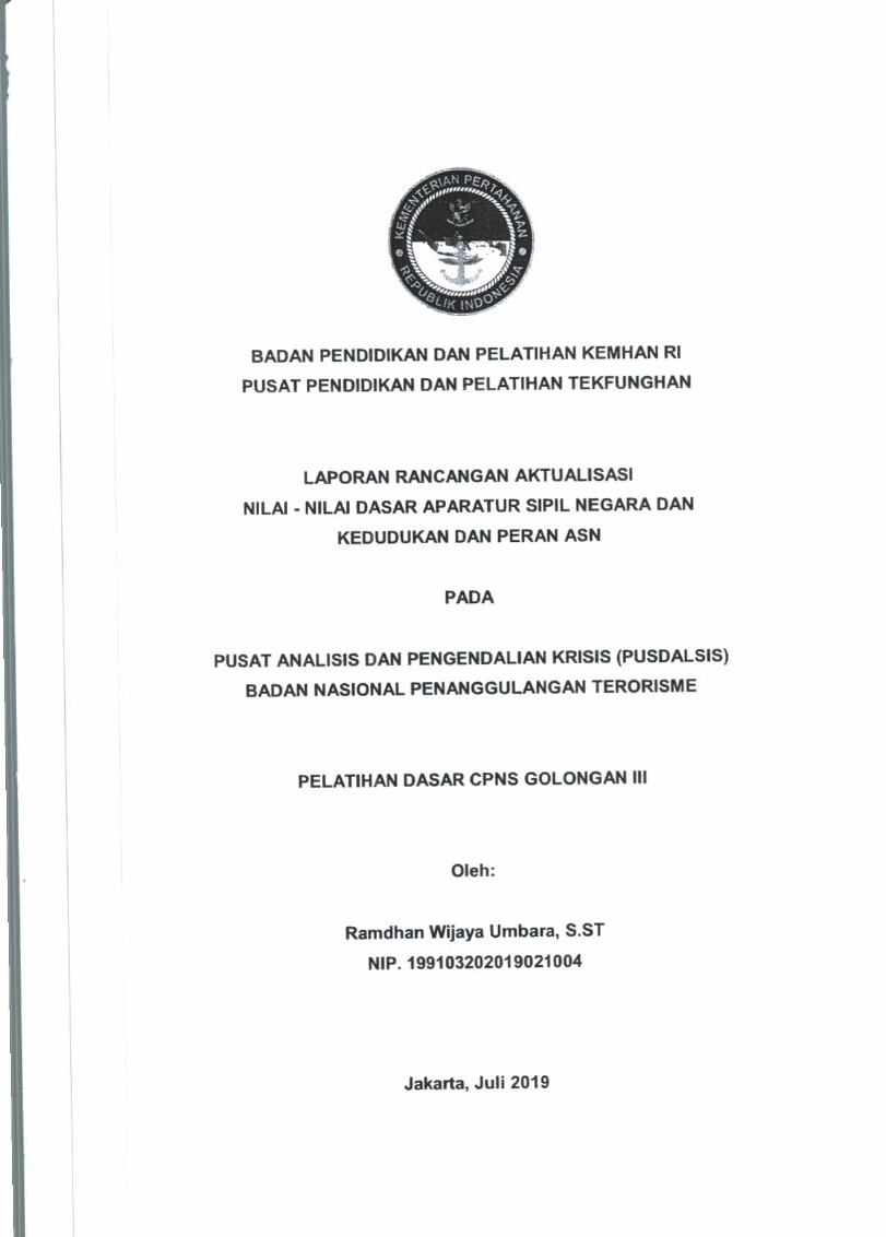 PUSAT ANALISIS PENGENDALIAN KRISIS (PUSDALSIS) BADAN NASIONAL PENANGGULANGAN TERORISME