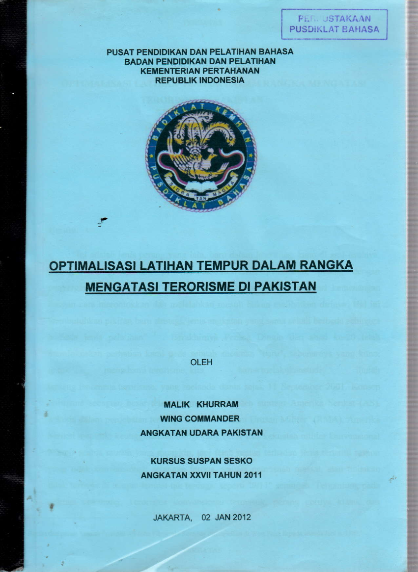 OPTIMALISASI LATIHAN TEMPUR DALAM RANGKA MENGATASI TERORISME DI PAKISTAN
