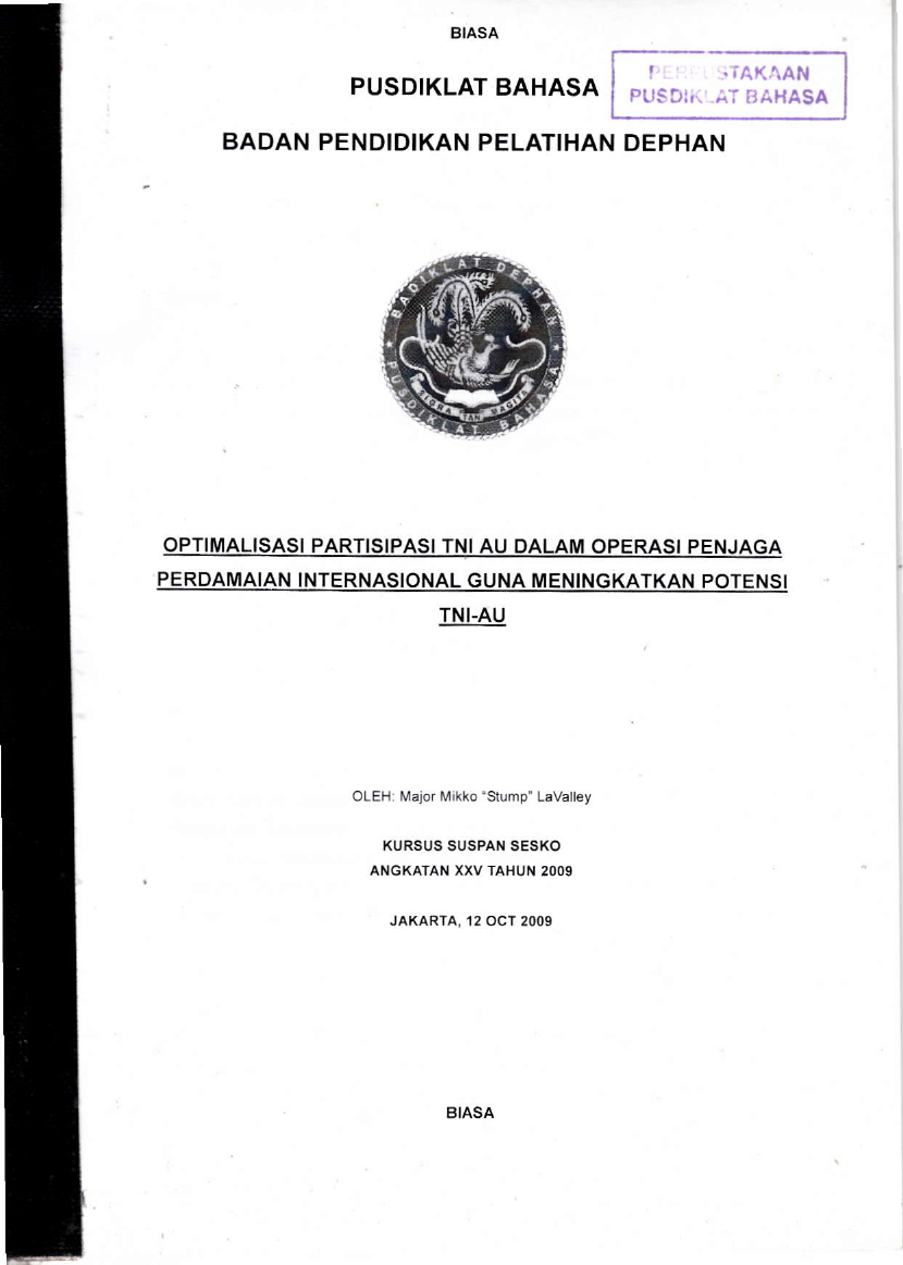 KERJA SAMA BILATERAL ANTARA INDONESIA DAN AUSTRALIA DALAM BIDANG TERORISME - KIMIA, BIOLOGI, RADIOAKTIF DAN EKSPLOSIF DENGAN CARA REAKSI DARURAT