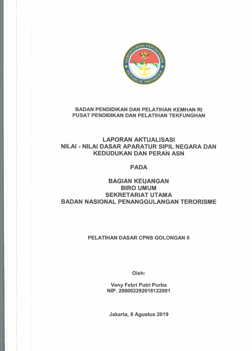 BAGIAN KEUANGAN BIRO UMUM SEKRETARIAT UTAMA BADAN NASIONAL PENANGGULANGAN TERORISME