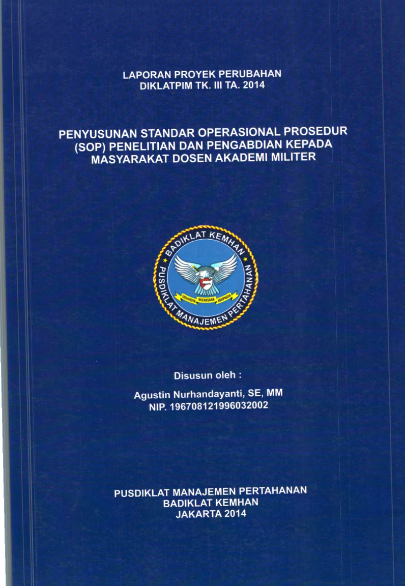 PENYUSUNAN STANDAR OPERASIONAL PROSEDUR (SOP) PENELITIAN DAN PENGABDIAN KEPADA MASYARAKAT DOSEN AKADEMI MILITER