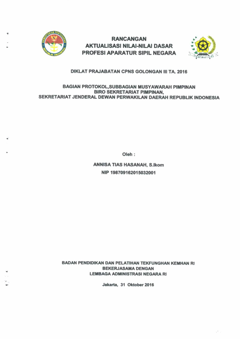 BAGIAN PROTOKOL, SUBBAGIAN MUSYAWARAH PIMPINAN BIRO SEKRETARIAT PIMPINAN, SEKRETARIAT JENDERAL DEWAN PERWAKILAN DAERAH REPUBLIK INDONESIA