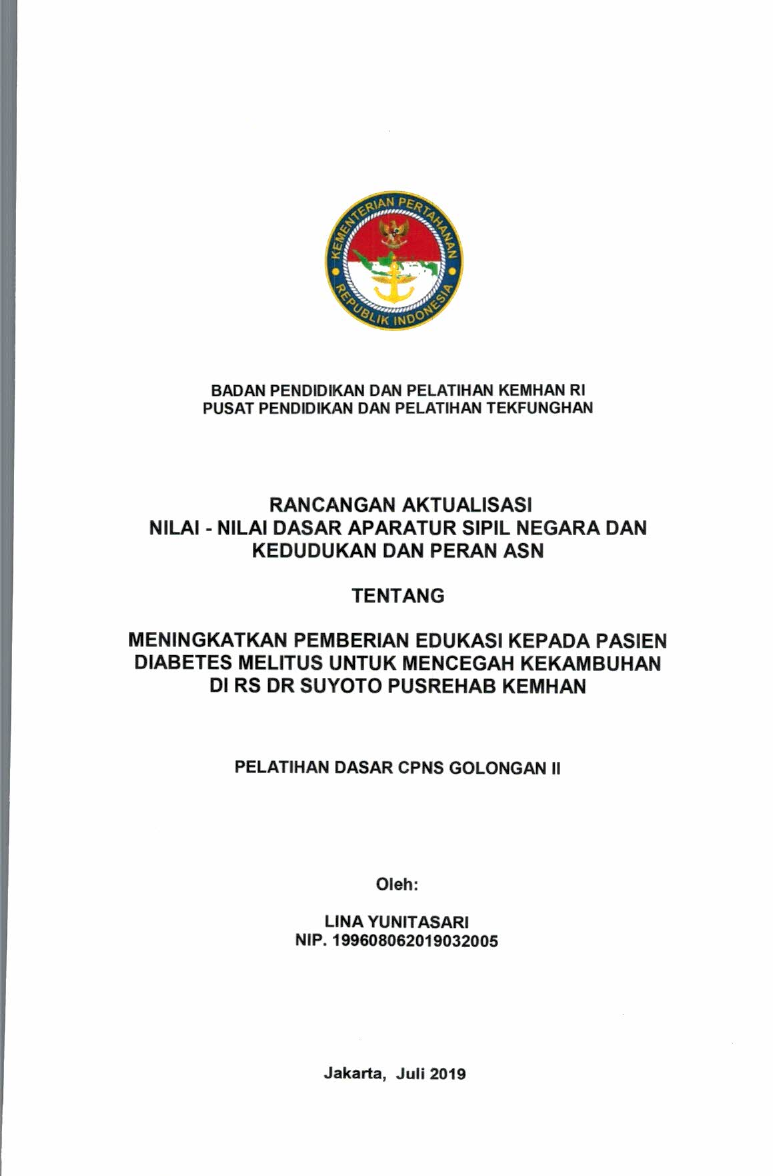 MENINGKATKAN PEMBERIAN EDUKASI KEPADA PASIEN DIABETES MELITUS UNTUK MENCEGAH KEKAMBUHAN DI RS SUYOTO PUSREHAB KEMHAN