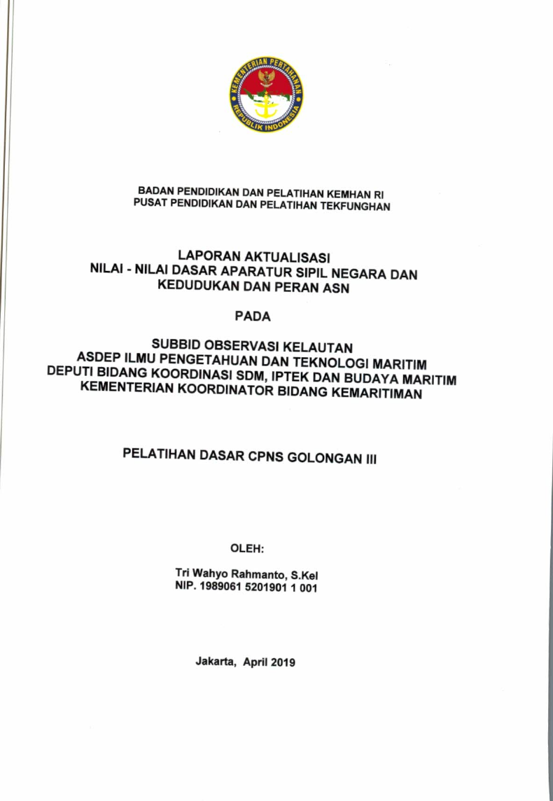 SUBBID OBSERVASI KELAUTAN ASDEP ILMU PENGETAHUAN DAN TEKNOLOGI MARITIM DEPUTI BIDANG KOORDINASI SDM, IPTEK DAN BUDAYA MARITIM KEMENTERIAN KOORDINATOR BIDANG KEMARITIMAN