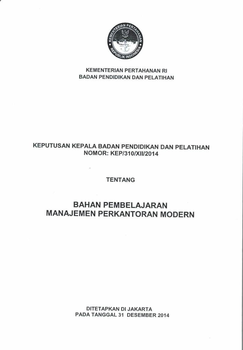 BAHAN PEMBELAJARAN MANAJEMEN PERKANTORAN MODERN