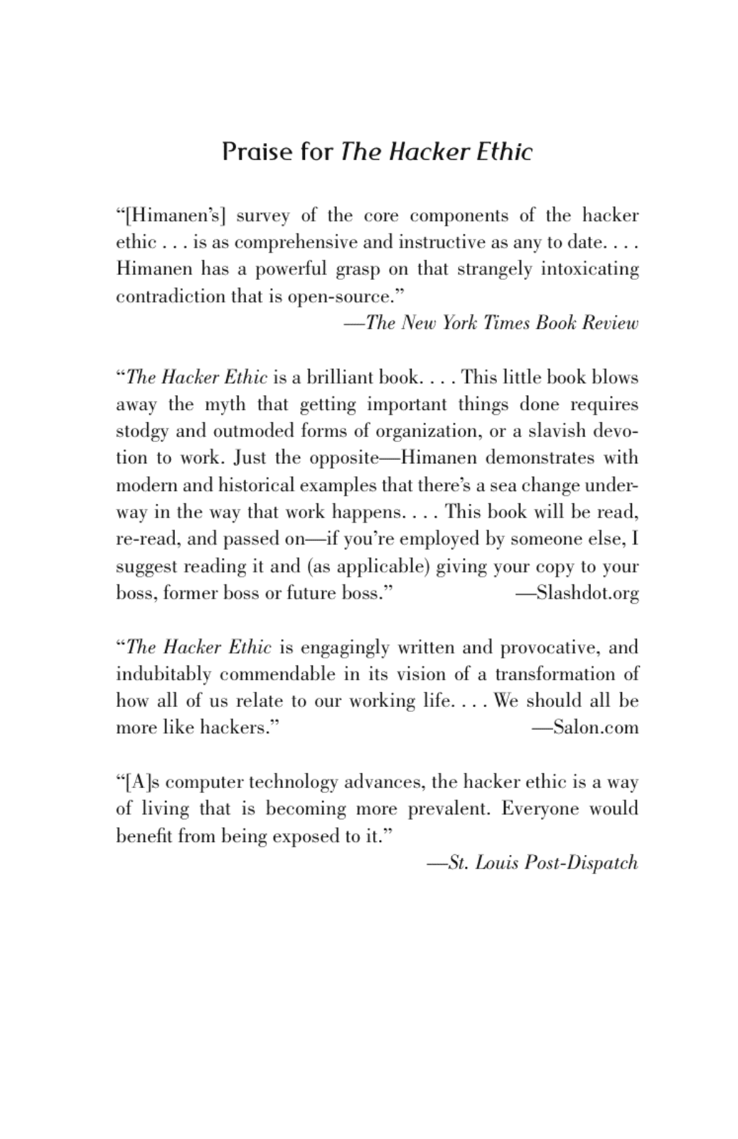 The Hacker Ethic and the spirit of the Information Age