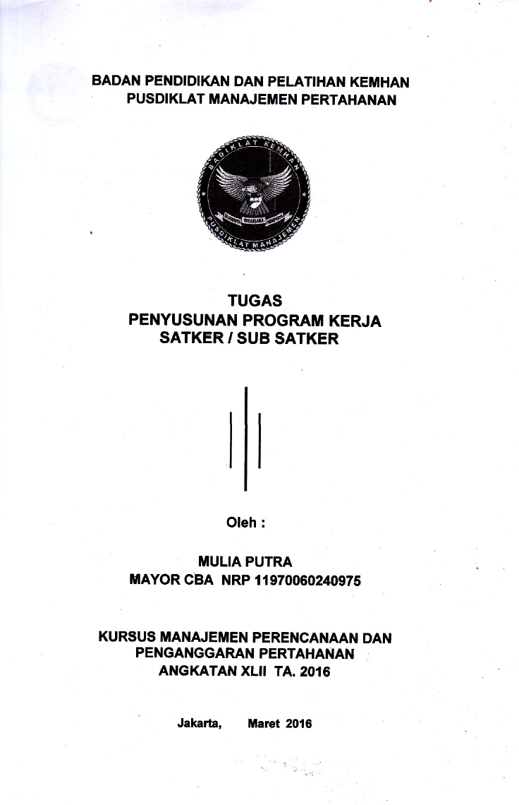 TUGAS PENYUSUNAN PROGRAM KERJA SATKER/SUB SATKER