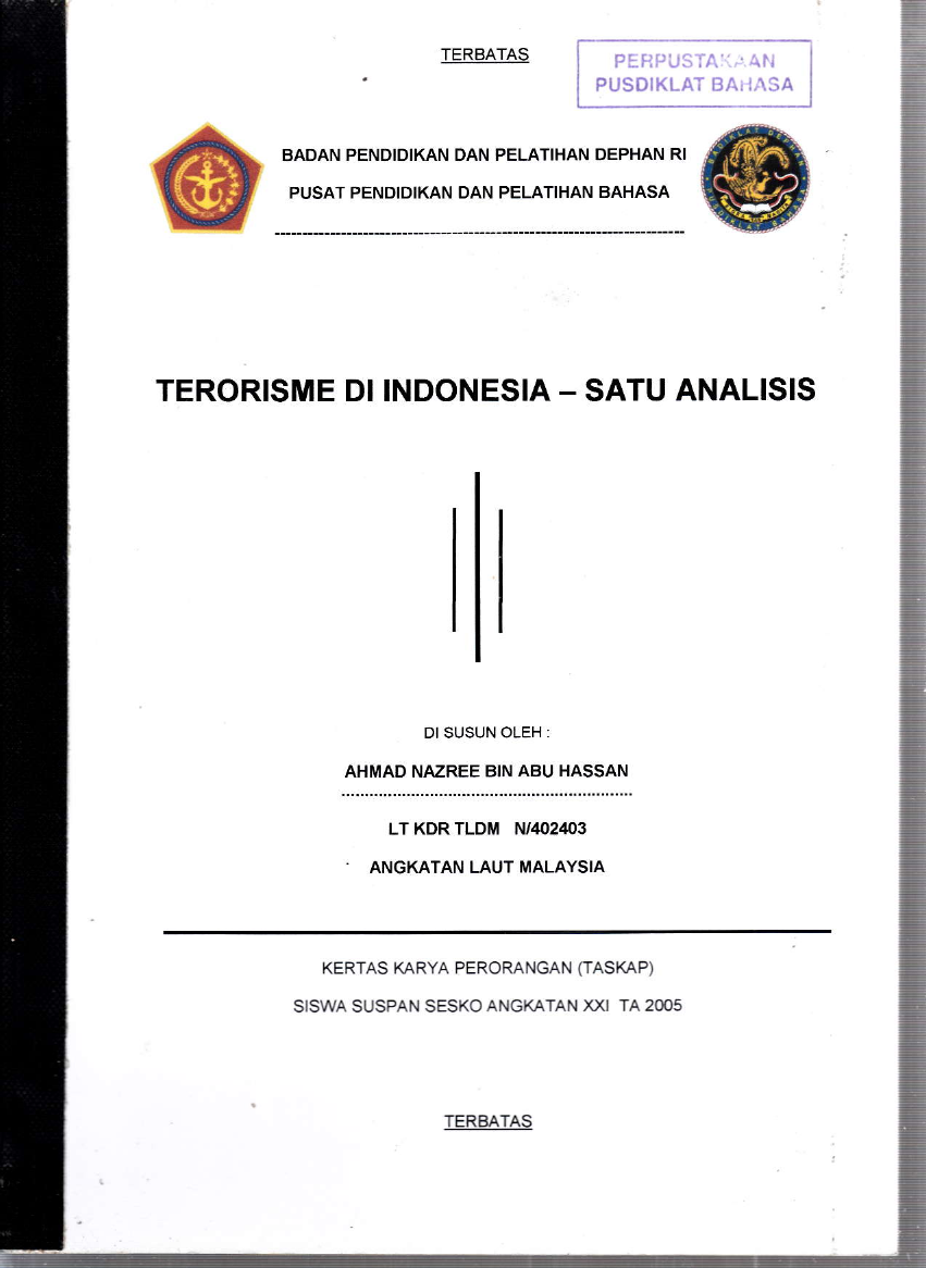 TERORISME DI INDONESIA - SATU ANALISIS