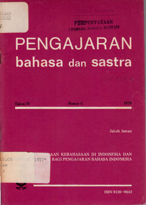 PENGAJARAN BAHASA DAN SASTRA NO. 5 TAHUN IV