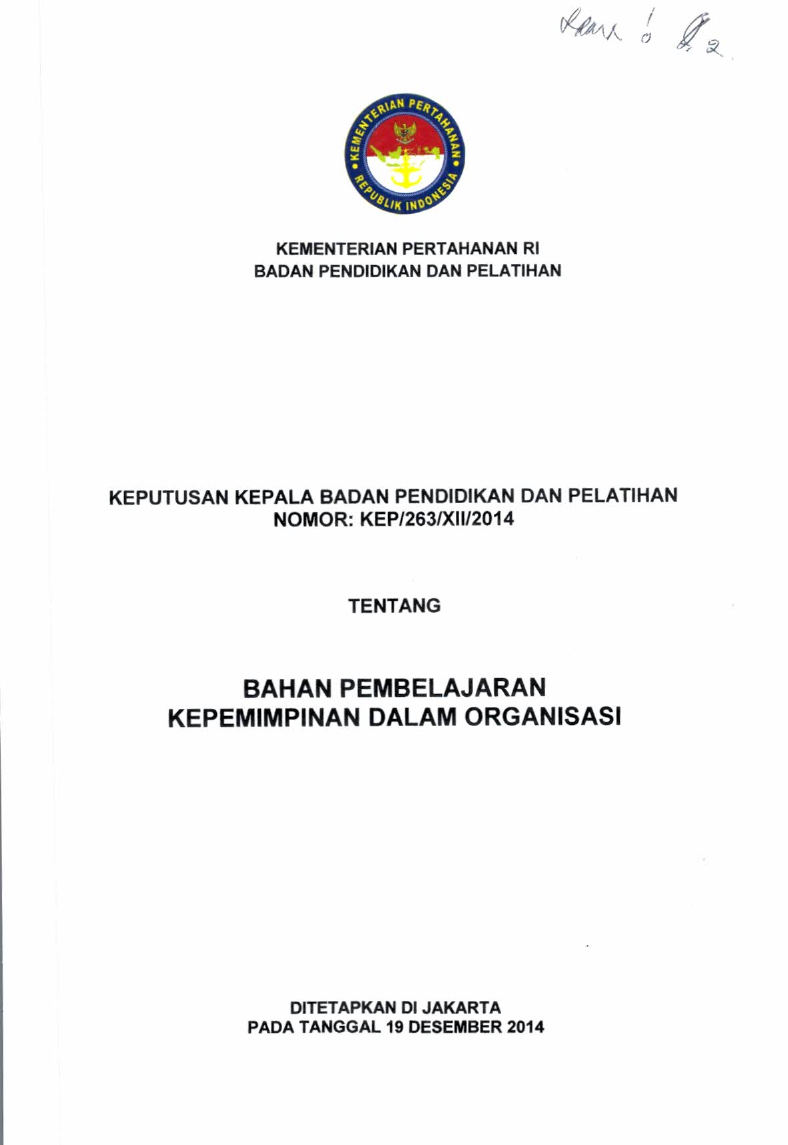 BAHAN PEMBELAJARAN KEPEMIMPINAN DALAM ORGANISASI