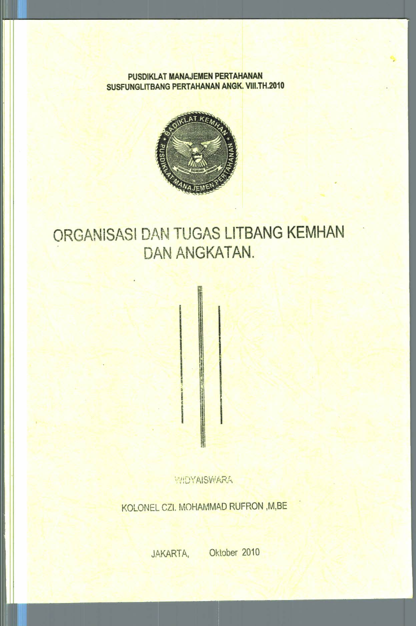 ORGANISASI DAN TUGAS LITBANG KEMHAN DAN ANGKATAN