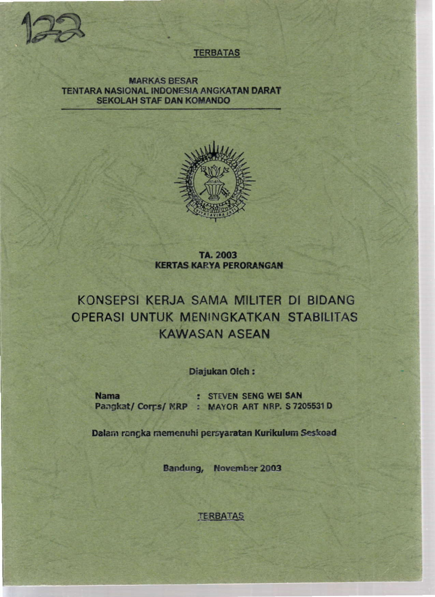 KONSEPSI KERJA SAMA MILITER DI BIDANG OPERASI UNTUK MENINGKATKAN STABILITAS KAWASAN ASEAN
