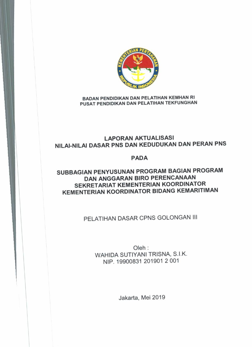 SUBBAGIAN PENYUSUNAN PROGRAM BAGIAN PROGRAM DAN ANGGARAN SEKRETARIAT KEMENTERIAN KOORDINATOR KEMENTERIAN KOORDINATOR BIDANG KEMARITIMAN