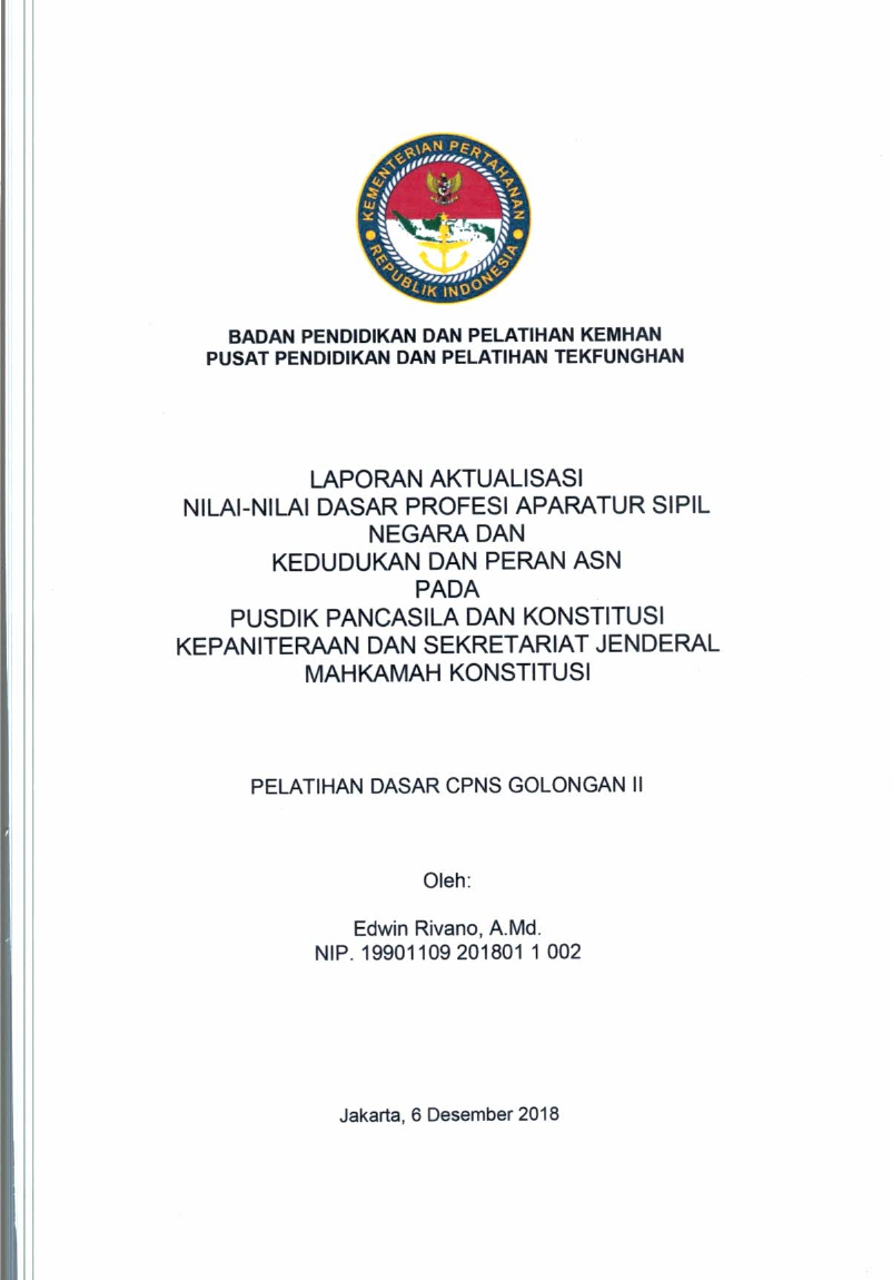PUSDIK PANCASILA DAN KONSTITUSI KEPANITERAAN DAN SEKRETARIAT JENDERAL MAHKAMAH KONSTITUSI