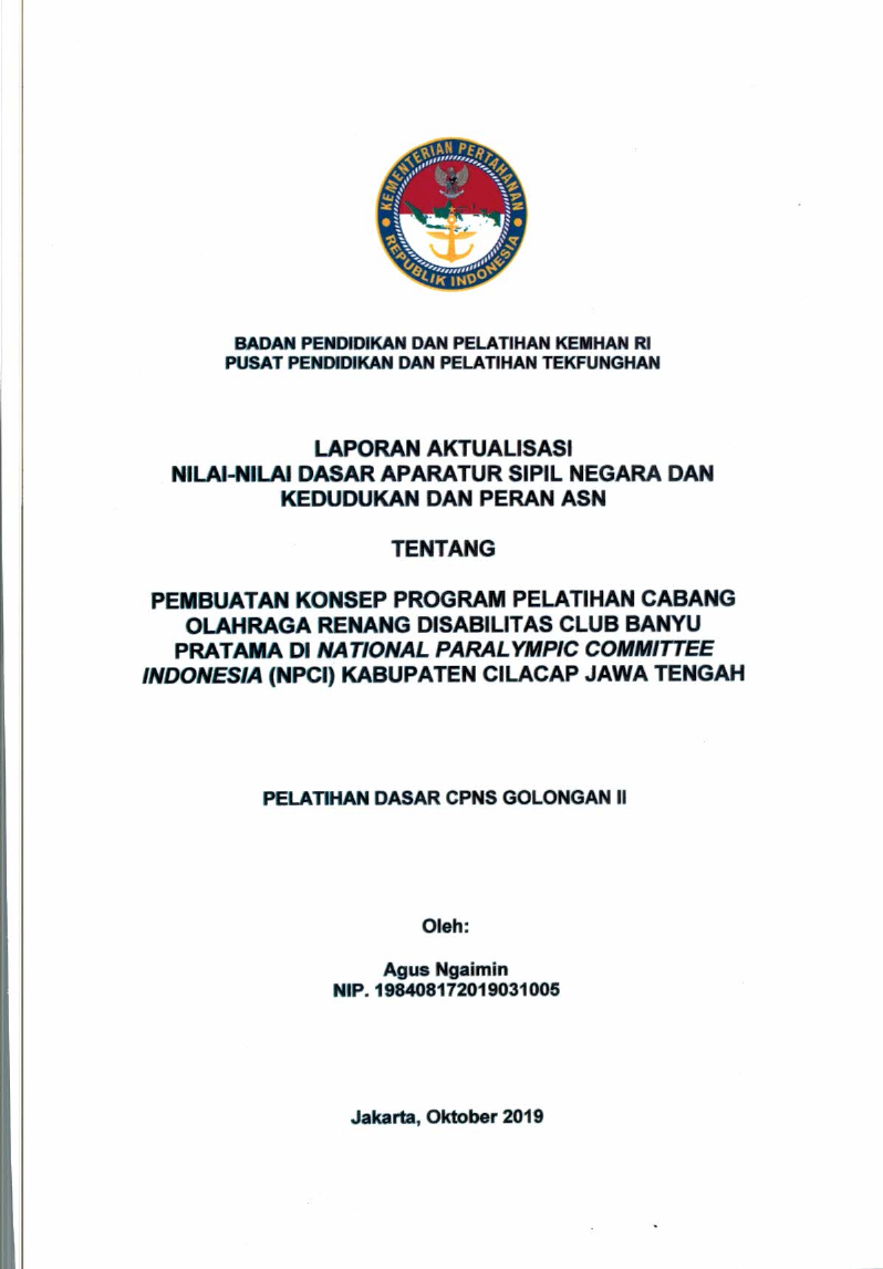 PEMBUATAN KONSEP PROGRAM PELATIHAN CABANG OLAHRAGA RENGAN DISABILITAS CLUB BANYU PRATAMA DI NATIONAL PARALYMPIC COMMITTEE INDONESIA (NPCI) KABUPATEN CILACAP JAWA TENGAH