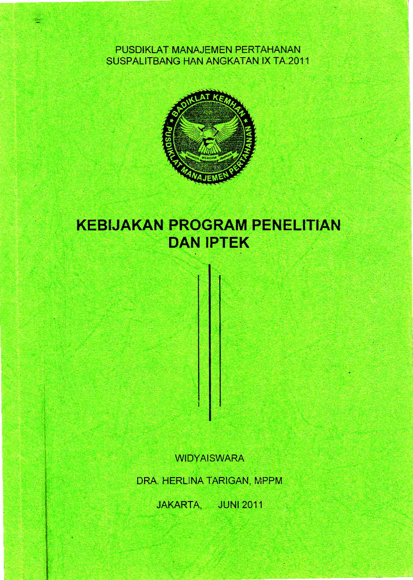 KEBIJAKAN PROGRAM PENELITIAN DAN IPTEK