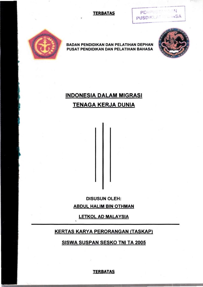 INDONESIA DALAM MIGRASI TENAGA KERJA DUNIA