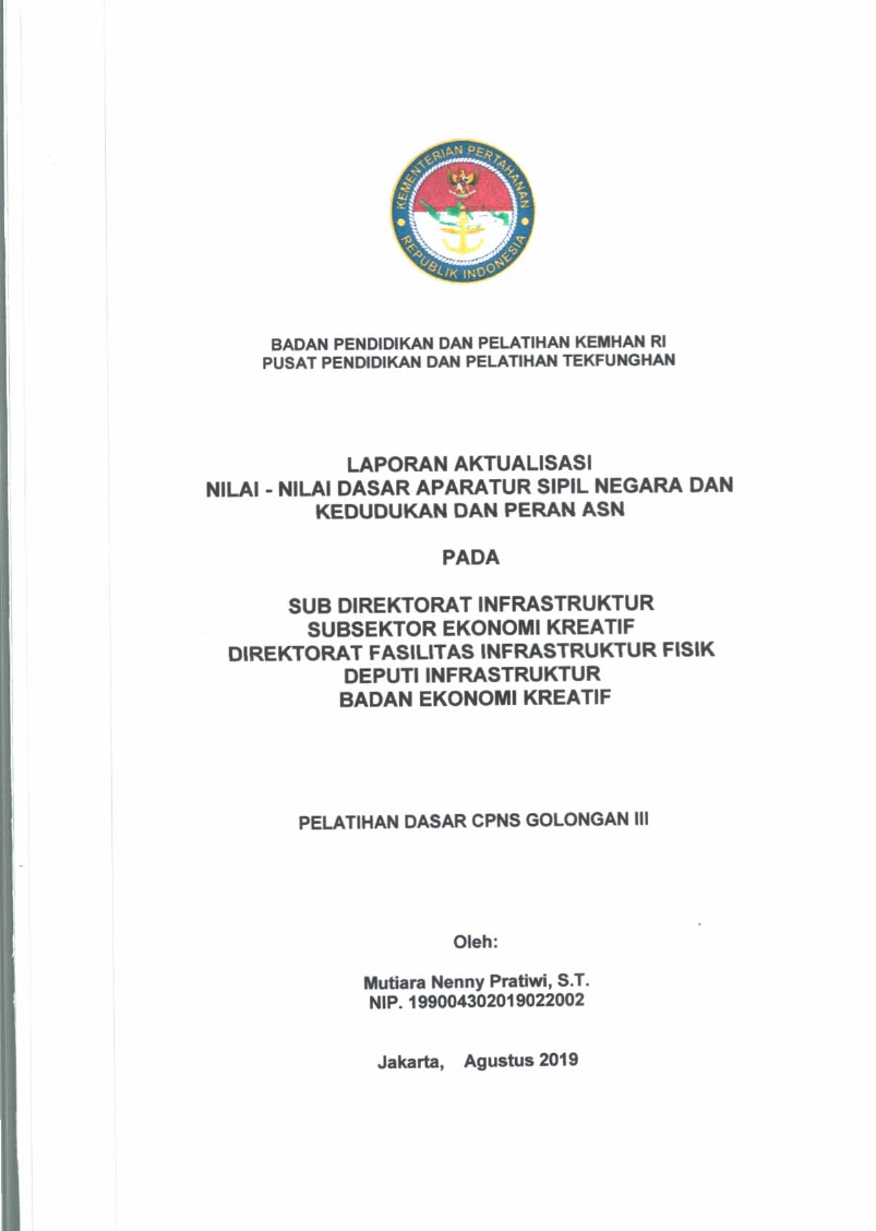 SUBDIREKTORAT INFRASTRUKTUR SUBSEKTOR EKONOMI KREATIF DIREKTORAT FASILITAS INFRASTRUKTUR FISIK DEPUTI INFRASTRUKTUR BADAN EKONOMI KREATIF