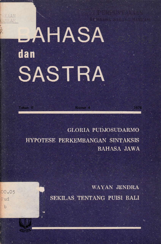 BAHASA DAN SASTRA NOMOR 4 TAHUN II
