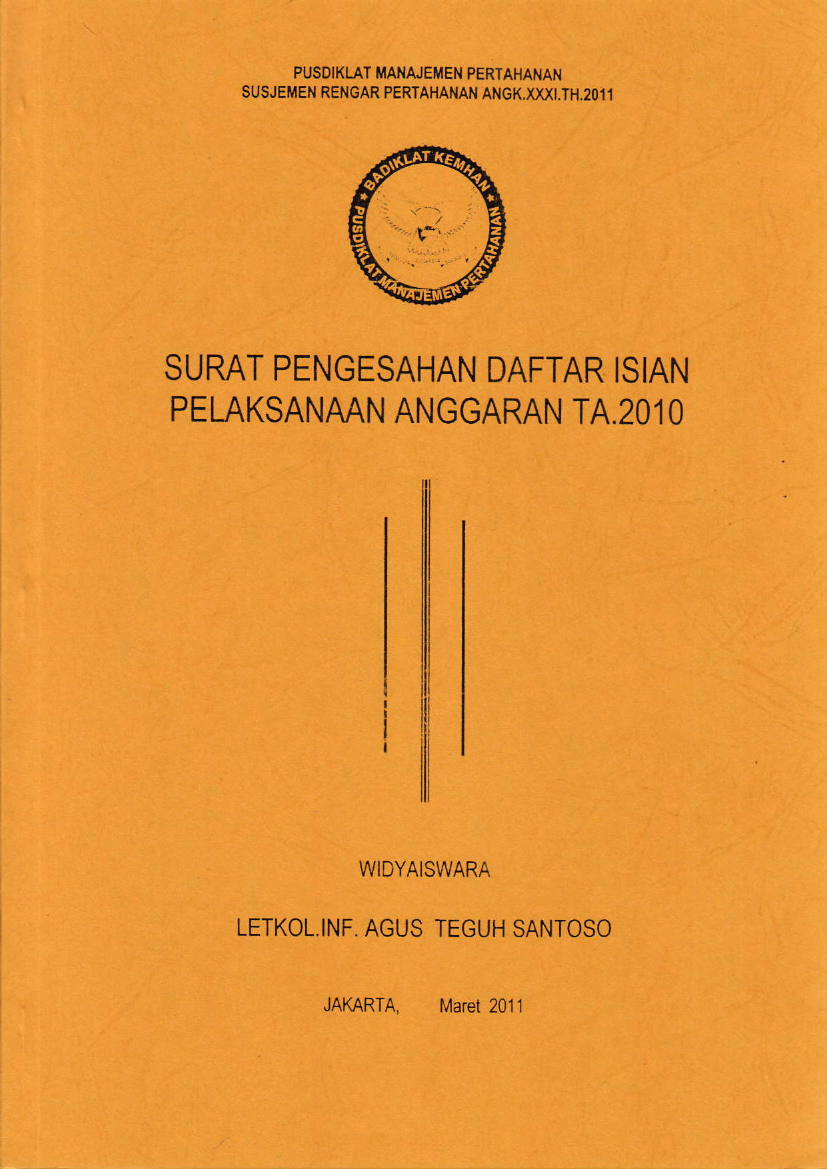 SURAT PENGESAHAN DAFTAR ISIAN PELAKSANAAN ANGGARAN TA.2010