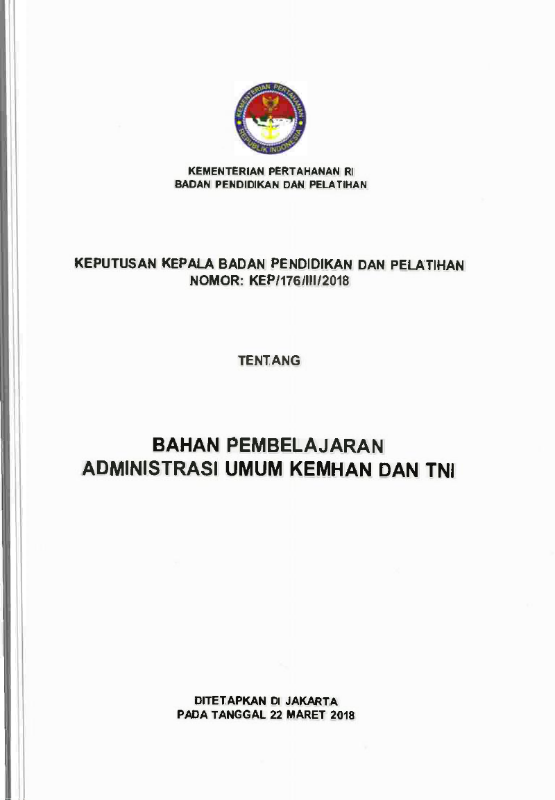 BAHAN PEMBELAJARAN ADMINISTRASI UMUM KEMHAN DAN TNI