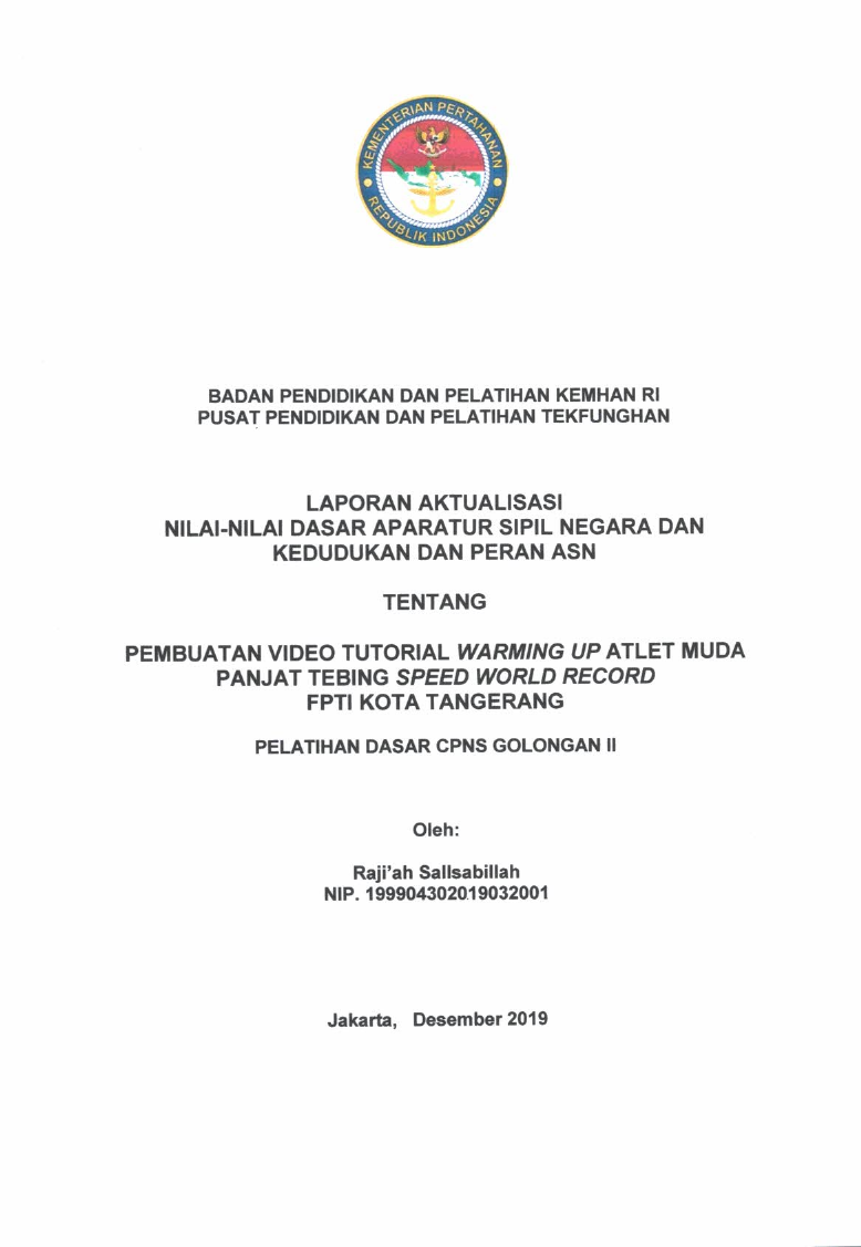 PEMBUATAN VIDEO TUTORIAL WARMING UP ATLET MUDA PANJAT TEBING SPEED WORLD RECORD FPTI KOTA TANGERANG