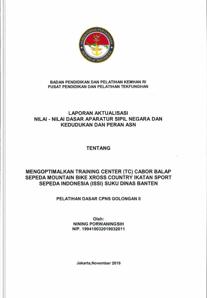 MENGOPTIMALKAN TRAINING CENTER (TC) CABOR BALAP SEPEDA MOUNTAIN BIKE XROSS COUNTRY IKATAN SPORT SEPEDA INDONESIA (ISSI) SUKU DINAS BANTEN