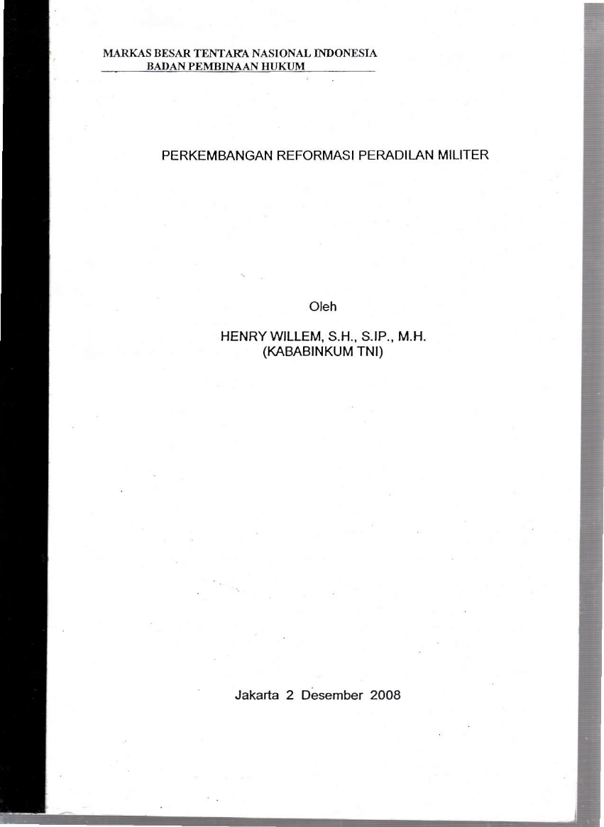 PERKEMBANGAN REFORMASI PERADILAN MILITER