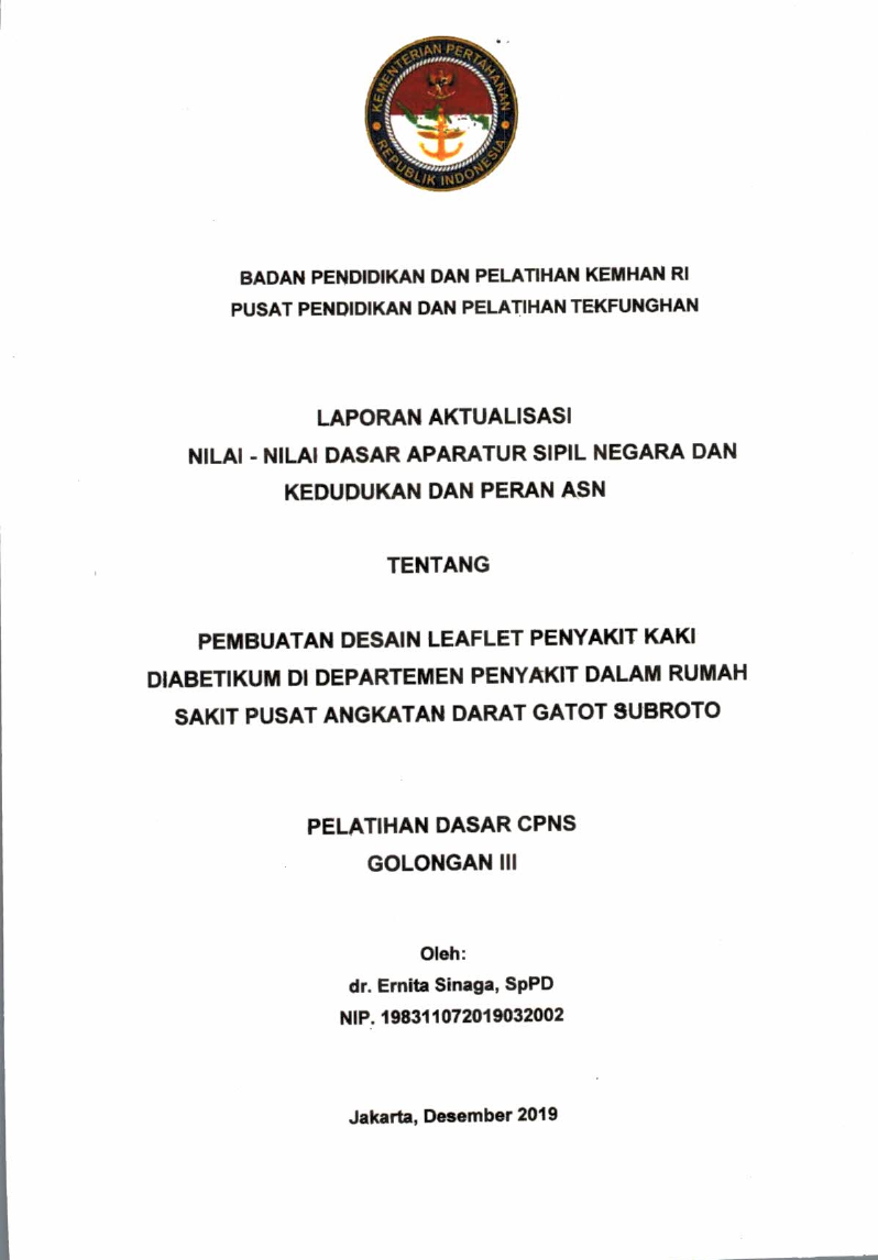 PEMBUATAN DESAIN LEAFLET PENYAKIT KAKI DEABETIKUM DI DEPARTEMEN PENYAKIT DALAM RUMAH SAKIT PUSAT ANGKATAN DARAT GATOR SUBROTO